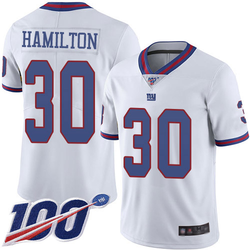 Men New York Giants #30 Antonio Hamilton Limited White Rush Vapor Untouchable 100th Season Football NFL Jersey->youth nfl jersey->Youth Jersey